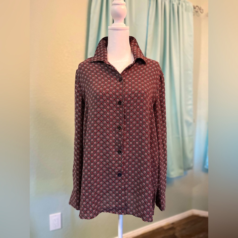 Chelsea & Theodore Button Up Long sleeve Baggy Shirt Sz S Multicolor